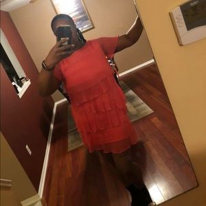 Coral layered dress